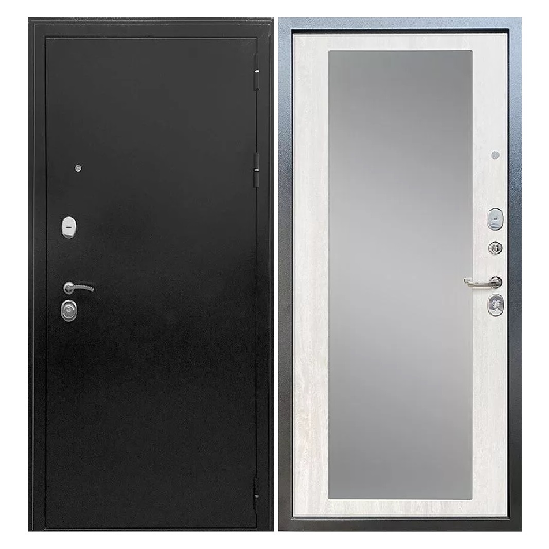 Входная дверь с зеркалом Троя Ратибор сосна белая в квартиру