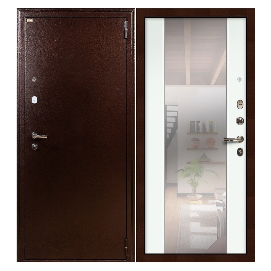 Квартирные входные двери с зеркалом Лекс 1А панель 61